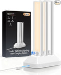 2000mAh Rechargeable Motion Sensor Light Indoor, Under Cabinet Lighting with Charging Station, 3 Color Tempers Dimmable Closet Lights Wireless, Magnetic Under Cabinet Lights for Kitchen, 6-Pack