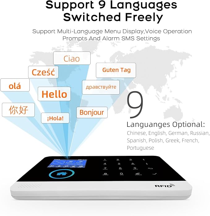 PGST Home Security Systems with LCD Touch Screen,Wireless Burglar Alarm System,Loud Siren,Door and Motion Sensors,4G/Tuya App Remote Control,Compatible with Alexa/Google (10 PCS)