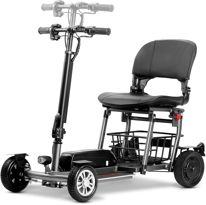 Rubicon FX4 - Lightweight 4 Wheel Foldable Mobility Scooters for Adults and Seniors - Detachable Lithium Battery - More Faster (9 Miles/Hour Speed) - Travel Friendly