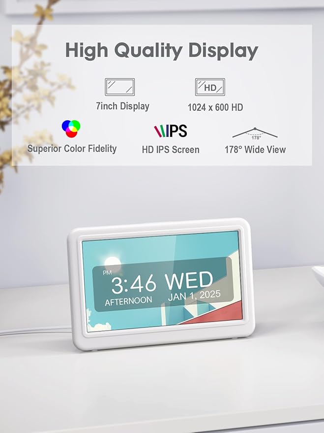 ROCAM Dementia Clock for Seniors, Large Display Digital Calendar Day Clock, 12 Themes 20 Custom Alarms & Reminders with 18 Ringtones, Automatic Dimmer, Medication Alarm Clock for Alzheimers/Elderly