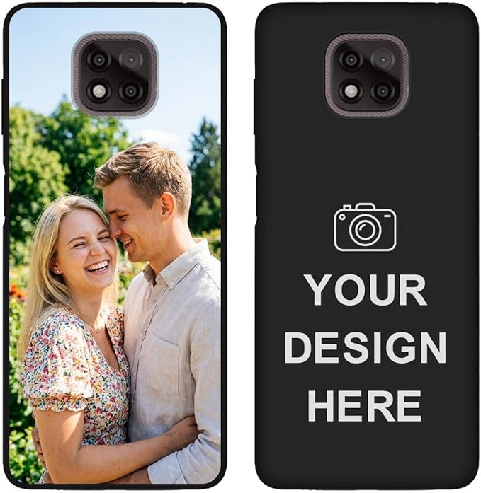 Custom Phone Case for Motorola Moto G Power 2021, Design Your Personalized Photo Logo Name Phone Cover, Slim Soft TPU Lightweight Silicone Black Case, Customized Gift for Birthday Christmas