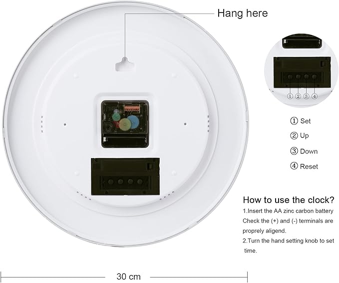 Lafocuse 12 Inch Silent Analog Wall Clock with LCD Display for Perpetual Calendar and Temperature, Digital Silver Wall Clocks with Date and Day Battery Operated Clock for Living Room Bedroom Office