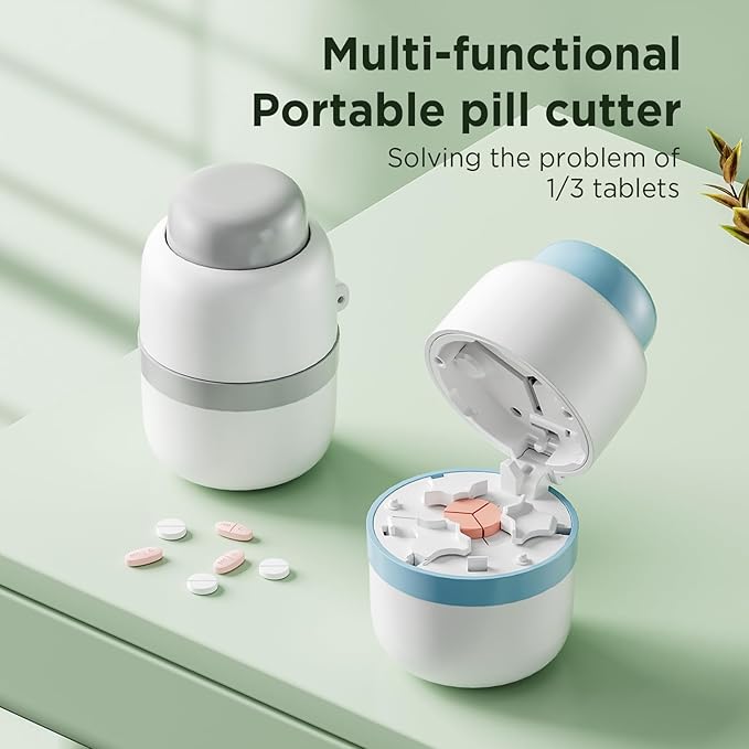 Pill Cutter - Pill Splitter for Small Pills with Stainless Steel Blade in one Third/Fourth, Suitable for Cuting Vitamins, Tablets (1-3 Grey New)