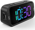Odokee Digital Dual Alarm Clock for Bedroom: RGB Electric Clock with USB Charger for Kids Teens - Dimmable Clock with Weekday Weekend Mode for Bedside Desk