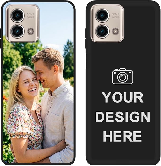 Custom Phone Case for Motorola Moto G Stylus 5G 2023, Design Your Personalized Photo Logo Name Phone Cover, Slim Soft TPU Lightweight Silicone Black Case, Customized Gift for Birthday Christmas