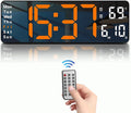 JoFomp Digital Wall Clock - 13" Large LED Display, Loud Alarm, Remote Control, DST, Auto-Dimming, Date and Day, Timer, Temperature - 12/24H Format - Ideal for Living Room, Bedroom, Kitchen