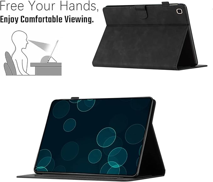 Dteck for Galaxy Tab S6 Lite (10.4") Tablet Case 2024/2022/2020 (SM-P620/P610), PU Leather Slim Folio Case with Auto Sleep Wake/Adjustable Stand, Lightweight Cute Butterfly Cover with Stylus (Black)