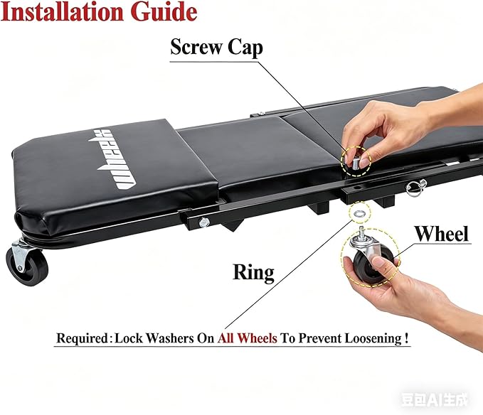 Mechanic Creeper 36 inches 3-in-1 Mode Z Seat 340lbs Capacity, Foldable Garage Adjustable Rolling Folding with 6pcs Wheels Roller, Lay Down Sit Lean Back, Under Car Auto Repair, Black, Man Gift