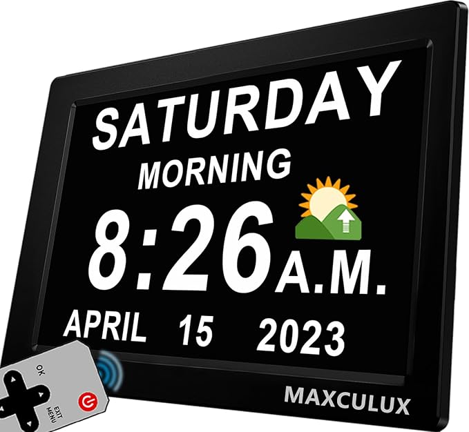 【Upgraded】27 Alarms Digital Talking Clock with Day and Date, Custom Reminders, 1280*800p HD Dsiplay, 10-Levels Dimmer, Auto DST, Sleep Trainer for Elderly Dementia, Voice-Talking with Remote
