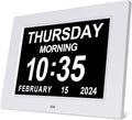 SSINI Dementia Clock Large Digital Calendar for Seniors with Date and Time - Elderly Digital Clock Large Display, 12 Custom Alarms (8 Inch)