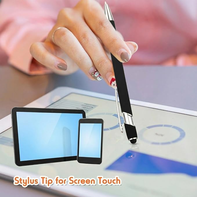 Yeaqee 200-Pack Ballpoint Pen with Stylus Tip Click Black