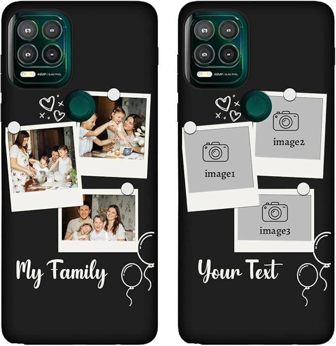 Custom Multi Photos Case for Motorola Moto G Stylus 5G 2021-6.8 inch, Personalized Gift for Men Women, Customized Collage Text Picture Phone Cover, Soft Rubber Shockproof Protective Case, Black