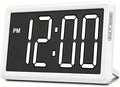 KWANWA Digital Alarm Clock, 3.8-inch Extra Large LED/LCD Digits, Battery or USB Powered, Auto Light Sensor for Day/Night, Wall Clock & Desktop Stand for Seniors, Bedroom, Office, Living Room