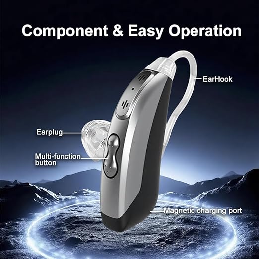 16-Channel OTC Hearing Aids for Seniors & Adults – Rechargeable, Wireless, Comfort-Fit Design with Advanced Noise Cancellation for Clear Sound