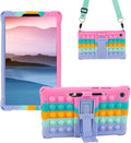 Silicone Tablet Case with Stand/Shoulder Strap/Stylus Pen Soft Cover Compatible with Lenovo Tab One/K9 8.7" Rainbow