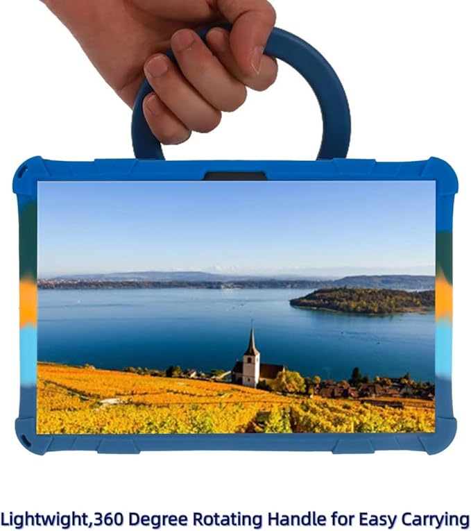 Silicone Tablet Case 360 Rotating Kickstand/Handle and Shoulder Strap Stylus Pen Lightweight Soft Cover Compatible with Xiaomi Pad 7/7 Pro 11.2 inch Deepblue