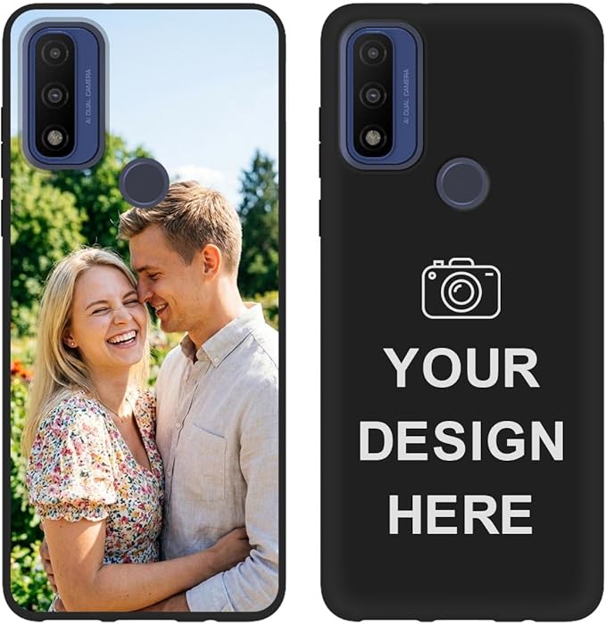 Styletify Custom Phone Case for Motorola Moto G Pure, Design Your Personalized Photo Logo Name Phone Cover, Slim Soft TPU Lightweight Silicone Black Case, Customized Gift for Birthday Christmas