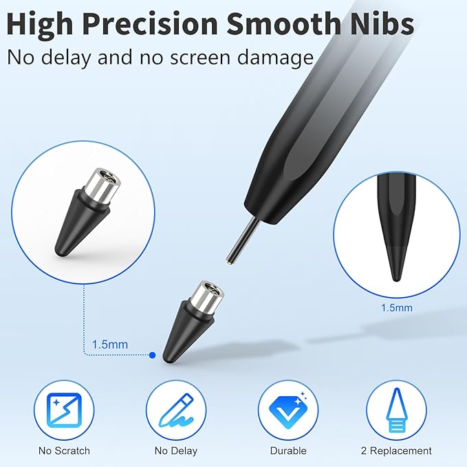 Stylus Pen for iOS&Android Touch Screens, Active Pencil for Samsung, Smart Digital Stylus Pens for Lenovo/Huawei/Vivo/Mi and Other Tablets, iPhone/Samsung/Google Pixel Smart Phones Drawing&Writing