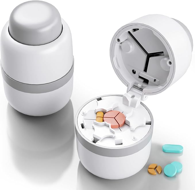 Pill Cutter - Pill Splitter for Small Pills with Stainless Steel Blade in one Third/Fourth, Suitable for Cuting Vitamins, Tablets (1-3 Grey New)