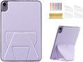 Dteck for iPad mini (A17 Pro), Mini 6 (6th Generation) 8.3" Slim Case with Kickstand/2 Screen Protector Films/Stylus, Ultra Thin Lightweight Solid Color PU Leather Protective Back Cover Shell, Purple