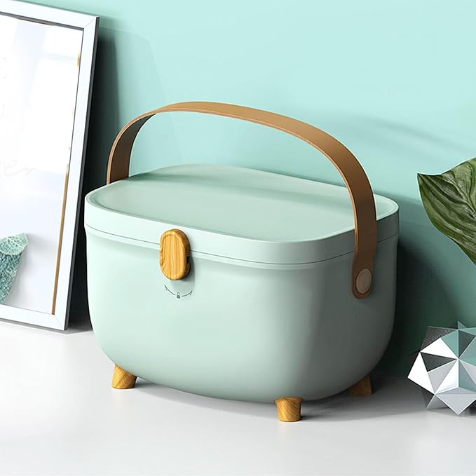 Hapivida Medicine Organizer Box, Oval Plastic Storage Box with Double Layer Compartments 280x200x180mm Large Capacity for Home Dorm Bathroom Countertops