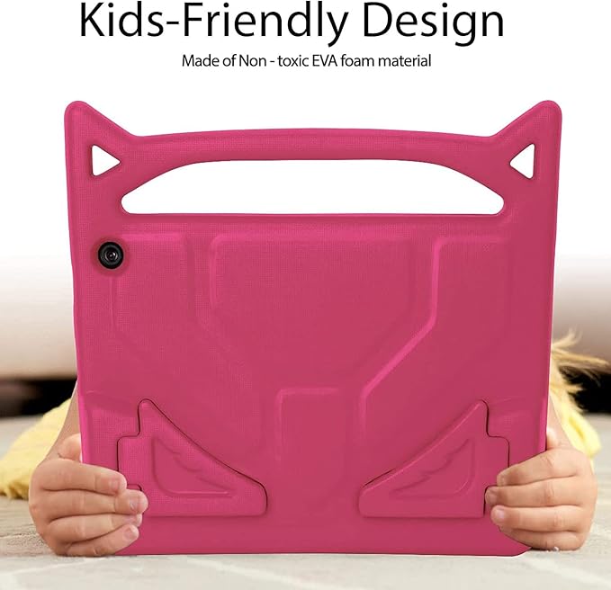 Case for Amazon Fire HD 10 Tablet 10.1" Inch Display (13th Generation, 2023 Released) - Lightweight Shockproof Kickstand Handle Kids Cover Case + 1 Screen Protector and 1 Stylus (Pink)