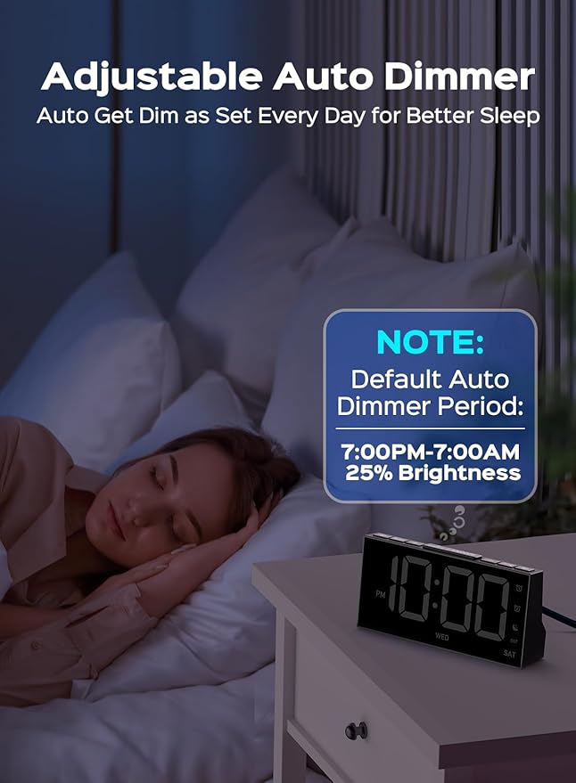 GOLOZA Digital Alarm Clocks for Bedrooms, Digital Clock with 4 Level Brightness +Off, Dual Customizable Alarms, USB Port, Power-Off Memory, Snooze, DST, 12/24H, Desk Clock for Kids Adults Elderly