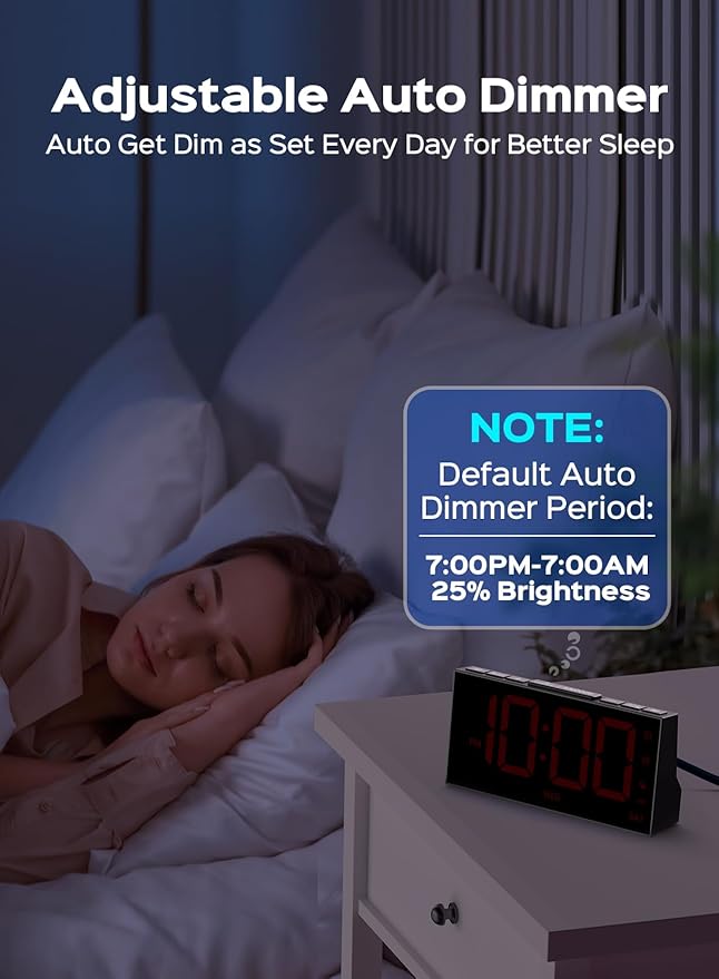 GOLOZA Digital Alarm Clocks for Bedrooms, Digital Clock with 4 Level Brightness +Off, Dual Customizable Alarms, USB Port, Power-Off Memory, Snooze, DST, 12/24H, Desk Clock for Kids Adults Elderly