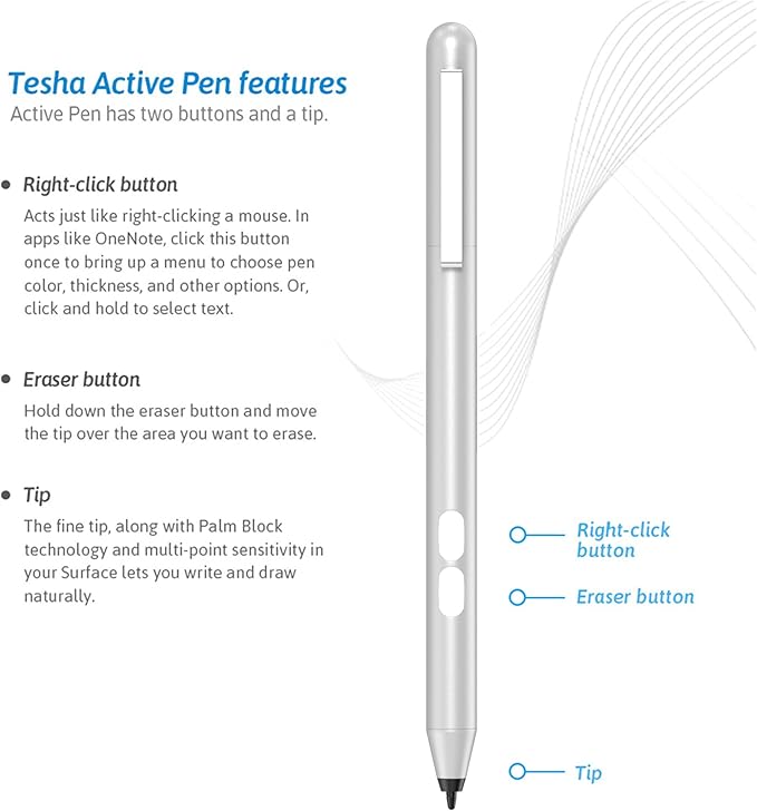 Stylus Pen for ASUS Touchscreen Devices, Active Digital Pen with Ultra-Fine Tip, 1024 Pressure Sensitivity, Palm Rejection for Precision Drawing and Writing