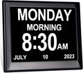 Day Date Time Clock for Seniors Elderly 3 Medication Reminders+ 5 Custom Reminders Digital Calendar Dementia Impaired Vision Memory Loss Clock(Black,8-inch)