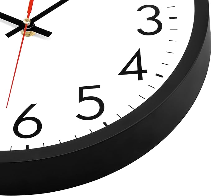 Lumuasky Wall Clock Silent Non-Ticking 12 Inch Quartz Battery Operated Round Analog Wall Clock with Easy to Read Large Numbers for Classroom,School, Office, Living Room, Bedroom,Kitchen