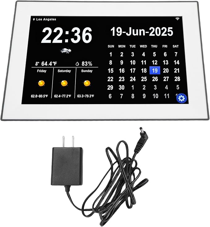 Focket Digital Clock with Date and Day, 10.1 Inch Large Display Touchscreen Calendar Clock 64 Alarms 64 Reminders, Dementia with Temperature Humidity for Elderly Seniors (US Plug)