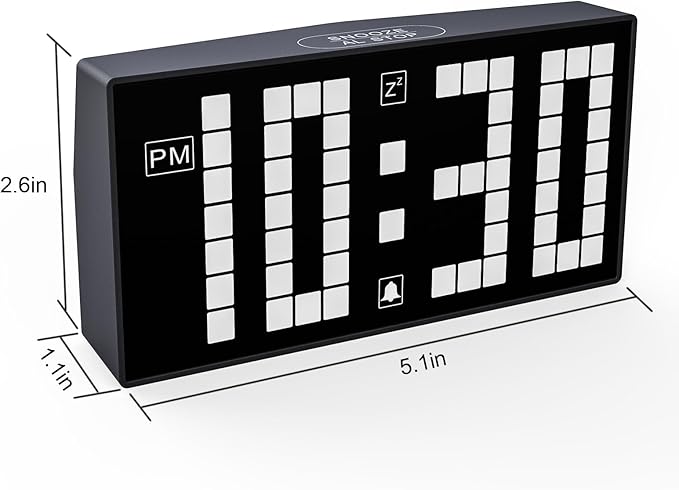 KWANWA Auto-Dimming Digital Alarm Clock with Weekend Mode & Battery Backup, 12/24H DST, Small LED Clock for Bedroom, Desk, Nightstand, Kids, Seniors