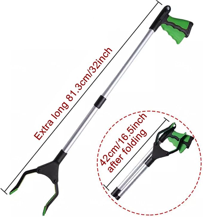 32 Inch Grabber Reache for Elderly - Mobility Aid Reaching Assist Tool - Long Reacher Grabber Pickup Tool - Heavy Duty Grabber Reacher Tool,Green