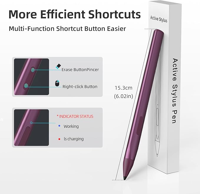 Stylus Pen for ASUS Transformer/Mini/ASUS Zenbook Flip/Pro/ASUS Vivobook Flip/Pro/Duo/ASUS Notebook, Rechargeable MPP 2.0 Tilt Pen with 4096 Pressure Sensitivity, Triangular Pen Body Design, Red