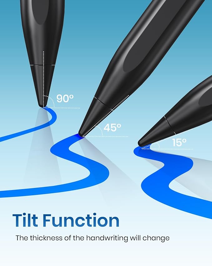 Hastraith Stylus Pen for iPad(2018-2025)-2X Faster Charge with Tilt Sensitivity & Palm Rejection for iPad 11/10/9/8/7/6th Gen, Air 7/6/5/4/3/M3/M2, Pro 13"/12.9"/11"/M4, Mini 7/6/5th, Black