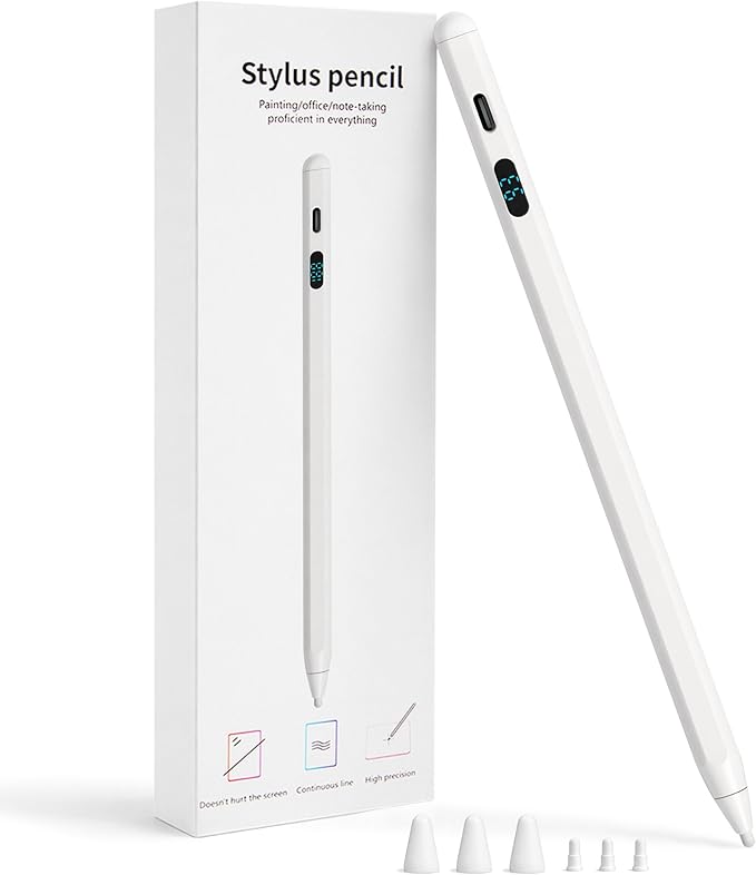 Stylus Pen for iPad & iPhone, Smartphone, Dual OS Active Pencil with LED Display, Universal X3 Stylus with Tilt Sensitivity, Compatible with Android Tablet Xiaomi HP Lenovo Pad Galaxy Tab