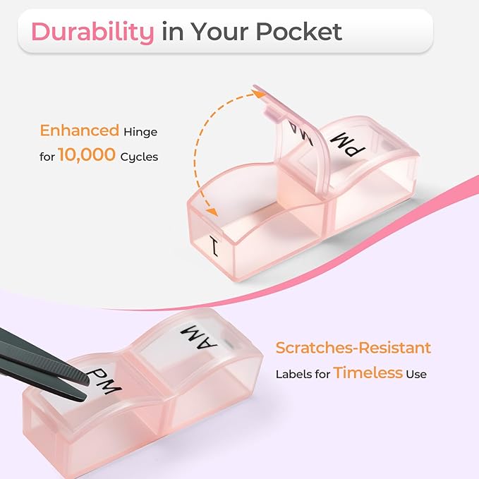 Monthly Pill Organizer AM/PM 31-Day Travel Medicine Case 4-Week Pill Box Pink