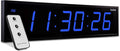Ivation Oversized Large Digital Wall Clock - Big LED Digital Clock w/Large Display & Durable Aluminum Frame, Shelf or Wall Mount (30 Inch - Blue) 6 Brightness Levels | Time Memory | Remote