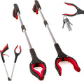 2 Pack Grabber Reacher Tool, 32" Reaching Assist Tool, Foldable Claw Pick Up Stick, Trash Litter Picker, Hand Grabbers, Long Arm Extender (Red)