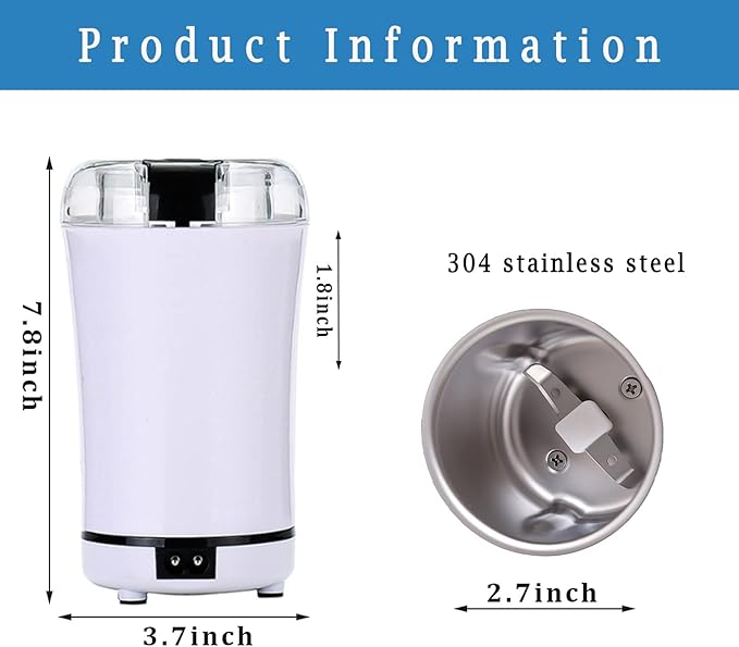 Electric Multifunctional Grinder.Electric Pill Crusher Grinder for Small or Large Pills,to Fine Powder. Pill Crusher Pulverizer Grinder for Elders or Pets. Small Dose Coffee Bean Grinder. (White)