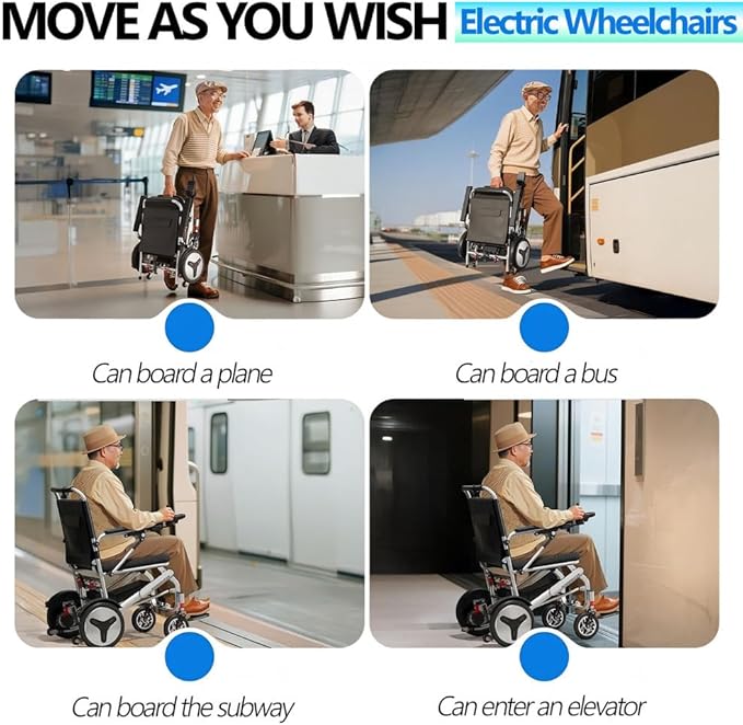 Ultra-Light Electric Wheelchair - Foldable Power Wheelchair Scooter with Magnesium-Aluminum Frame | 33LB Lightweight | 12-20 Mile Range | 300LBS Capacity, 400W Brushless Motors,12ah