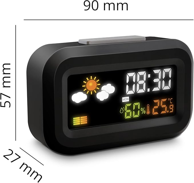Metronic Alarm Clock, Black/White, PEQUEÑO