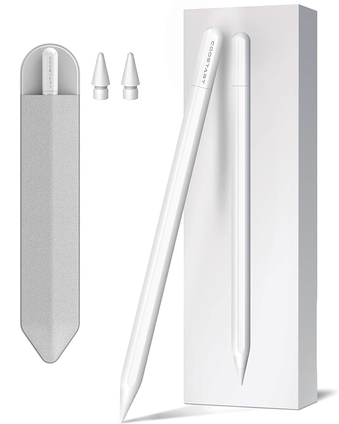 Stylus Pen for iPad 2018-2025, 5 Mins Ultra Fast Charge, Palm Rejection, Compatible with iPad 11th-6th Gen, iPad Pro 12.9"/11"/M4, Air 5/4/3/M2/M3, Mini 6/5 Gen, White