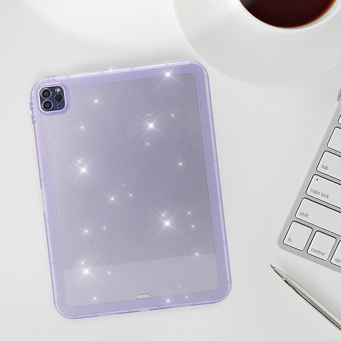 Dteck for iPad Pro 11 Inch M4/M5 (2024/2025 Release) Translucent Tablet Case, Stylish Shimmer Design, Ultra Slim Thin Lightweight, Soft TPU Scratch Resistant Shockproof Protective Cover Shell, Purple