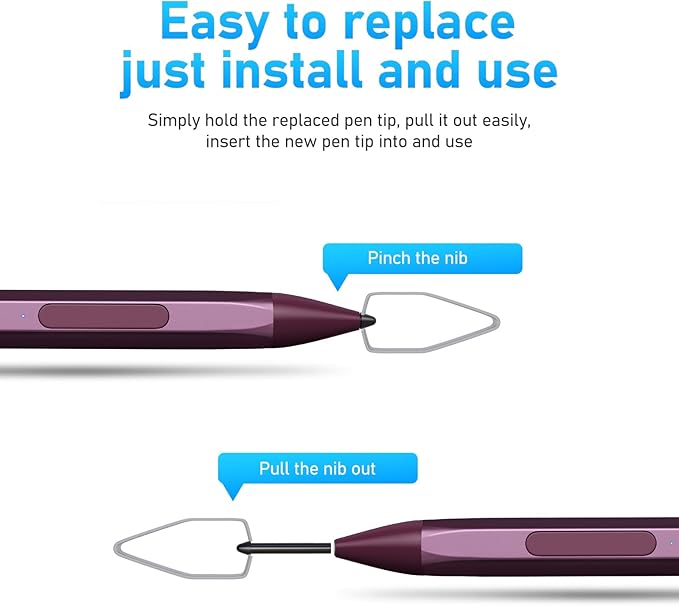 Stylus Pen for HP Envy X360 Pavilion X360 Specter X360 Spectre X2 Envy X2 Rechargeable MPP 2.0 Tilt Active Pen with 4096 Pressure Sensitivity, Palm Rejection, Hexagonal Pen Body Design, Red