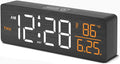 DreamSky Wooden Digital Alarm Clocks for Bedrooms – Large Display Desk Clock with Date & Day of Week for Living Room, Temperature, Dimmer, Adjustable Volume, Auto DST, Office Wood Décor (Plug-in)