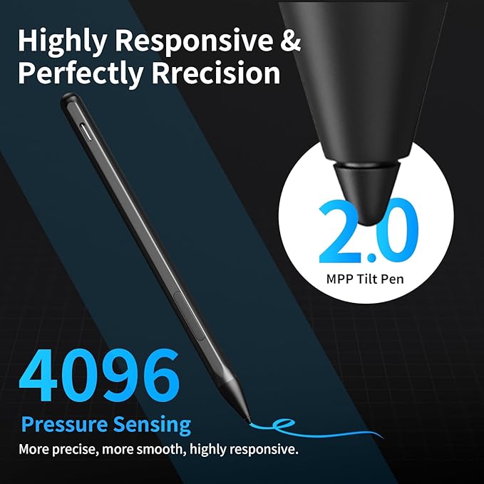 Stylus Pen for ASUS Transformer/Mini/ASUS Zenbook Flip/Pro/ASUS Vivobook Flip/Pro/Duo/ASUS Notebook, Rechargeable MPP 2.0 Tilt Active Pen with 4096 Pressure Sensitivity, Tpye-c Charge, Black