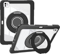 Dteck for iPad Pro 11 inch (M4/M5) 2024/2025 Release Shockproof Clear Case with Stylus Pencil Holder/Rotating Kickstand/Swivel Handle, Lightweight Protective Slim Transparent Tablet Cover Shell, Black