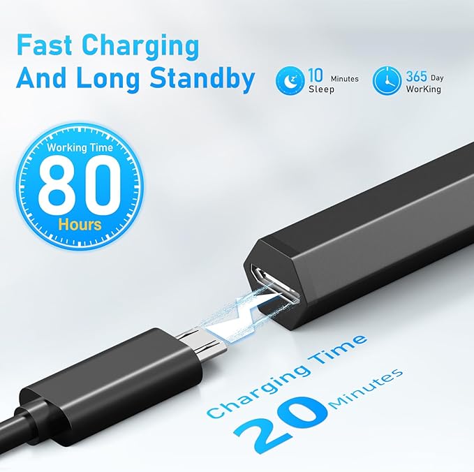 Stylus Pen for HP Envy X360 Pavilion X360 Specter X360 Spectre X2 Envy X2 Rechargeable MPP 2.0 Tilt Active Pen with 4096 Pressure Sensitivity, Palm Rejection, Hexagonal Pen Body Design, Black